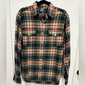 Polo flannel classic fit button down size medium